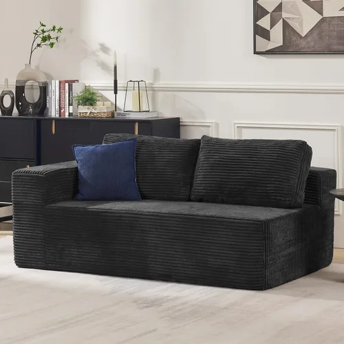 Vista 27 de Furnify Sofá modular tapizado de espuma de 30", Sofá de piso tapizado con almohada, Silla puf para dormitorio y sala de estar, No requiere