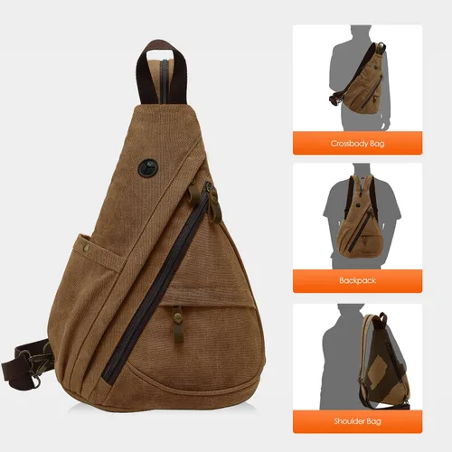 Vista 2 de Bolso bandolera pequeño, mochila casual para la escuela, para hombres y mujeres, Marrón, S, Mochilas tipo mochila