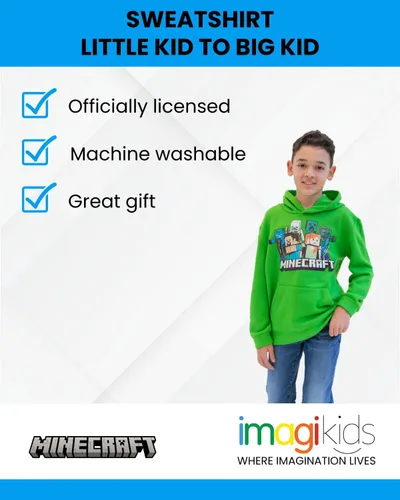 Vista 4 de Minecraft Sudadera con capucha de forro polar para niños pequeños a niños grandes (4-18-20)