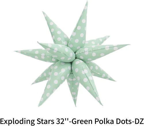 Vista 6 de Globos de lunares retro verde menta, globos de caramelo de Navidad, estrella explosiva, globo retro de lunares para cumpleaños, primavera, jardín
