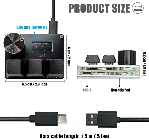 Vista 3 de BTXETUEL SayoDevice O3C Teclado OSU con Interruptores Hall de Disparo Rápido Interruptores Lineales Magnéticos con Perilla y Pantalla, Copiar Pegar
