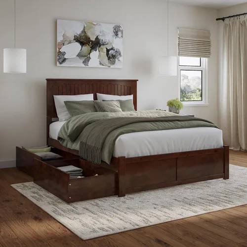Vista 18 de Atlantic Furniture Nantucket - Cama de plataforma con 2 cajones de cama urbana Espresso