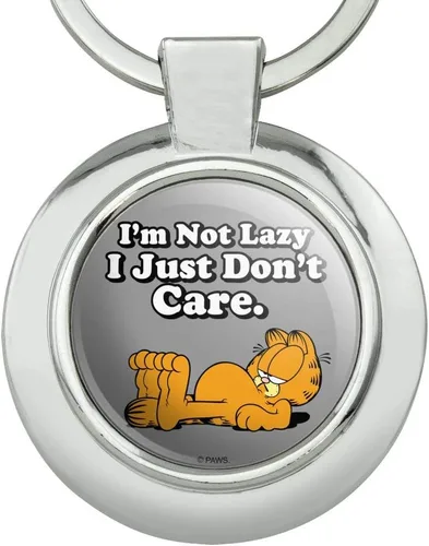 Vista 3 de GRAPHICS & MORE Garfield I'm Not Lazy - Llavero redondo de metal cromado, Cromado
