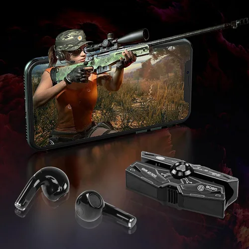 Vista 6 de CERRXIAN Auriculares, auriculares rojos con estuche de carga LED, estéreo de alta fidelidad para iOS/Android, juegos, correr, fitness, trabajo