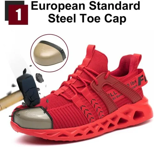 Vista 2 de Furuian - Tenis con punta de acero para hombres y mujeres, zapatos de seguridad ligeros, cómodos, a prueba de pinchazos, zapatos de trabajo