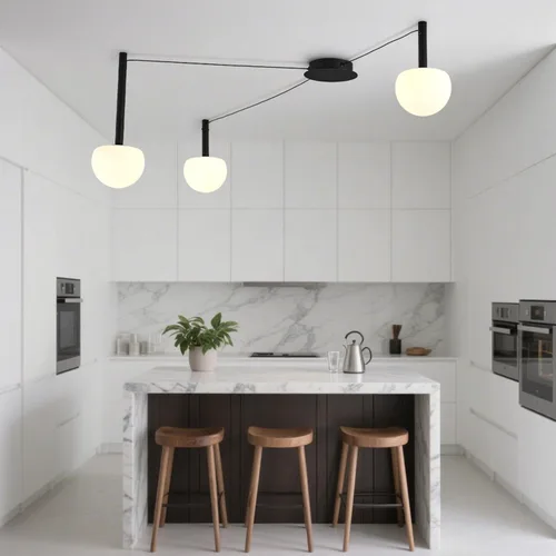 Vista 3 de Lámpara de Techo Semiempotrada de Cristal Negro de 3 Luces Adecuada para Salas de Estar, Dormitorios, Pasillos, Comedores, Comedores, Lámpara