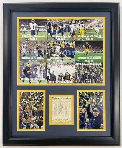 Vista 6 de Fútbol de Michigan Campeones Nacionales del CFP 2023 Collages de Fotos Enmarcadas con Doble Mate (30 cm x 38 cm, Mosaico)