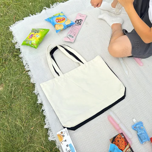 Vista 2 de Koolmox Bolsas de lona, 6 bolsas de lona resistentes de 17 x 14 x 3.9 pulgadas con asas de refuerzo y parte inferior ampliada, bolsa de mano