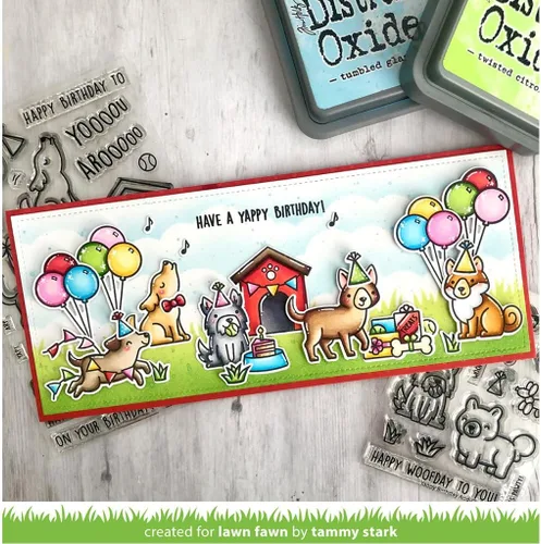 Vista 2 de Lawn Fawn LF3160 Yappy Birthday Add-On 3X4 Juego de sellos transparentes