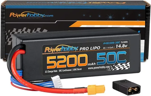 Vista 2 de Powerhobby 4s 5200mah 50c Lipo Battery W XT60 Plug Estuche rígido + adaptador