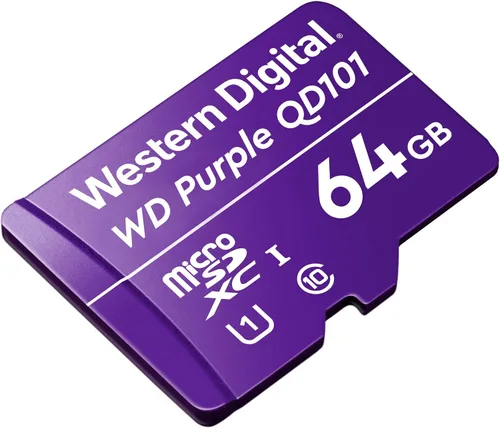 Vista 2 de Western Digital SC QD101 Tarjeta MicroSD 64GB WD púrpura cámara de vigilancia WDD064G1P0C