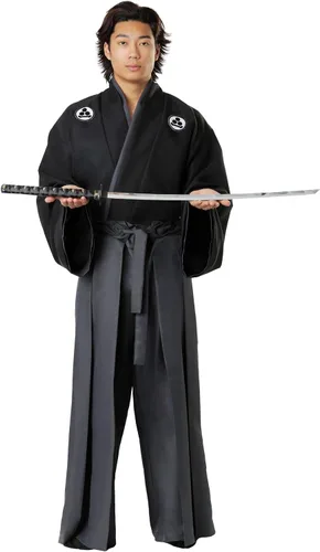 Vista 2 de Conjunto de kimono clásico para hombre, Negro