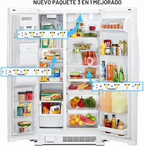 Vista 2 de Nueva placa de luz LED WR55X26671 mejorada para refrigeradores con congelador GE, impermeable, 3 piezas, 1 año de garantía