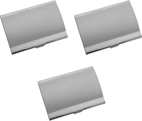 Vista 4 de Stephanie Imports Juego de 3 tarjeteros curvados de metal unisex (Silver Ridge)