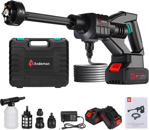 Vista 10 de Lavadora a presión inalámbrica 800PSI 1.5GPM - Batería de 3.0Ah Lavadora a presión inalámbrica portátil con boquilla 6 en 1 para lavado de autos