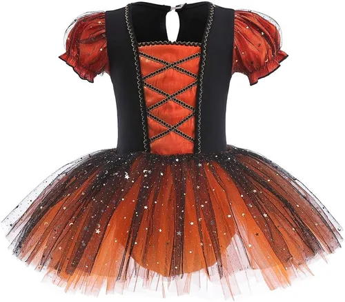 Vista 23 de Leotardos de princesa para niñas con falda de ballet y tutú para Halloween, Navidad, fiesta de cumpleaños, vestido elegante