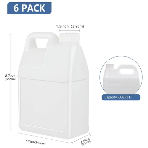 Vista 2 de Paquete de 6 jarras de plástico transparente de 64 onzas con tapas, recipientes de almacenamiento de agua con mango ergonómico, recipientes