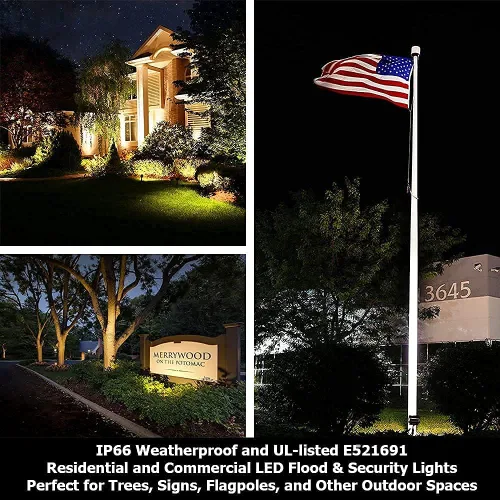Vista 5 de Luces de patio trasero de seguridad para exteriores, 3ª generación de 16 W, luces de paisaje con certificación UL, luz de inundación LED de 1600