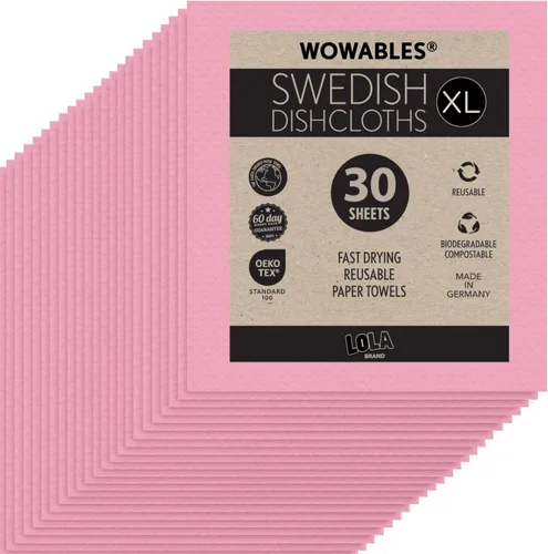 Vista 9 de Paños de cocina suecos para cocina XL, rollo de 30 hojas, biodegradables y compostables, paños de limpieza de toallas de papel reutilizables, 11 x