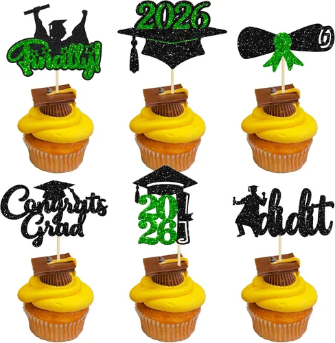 Vista 36 de Gyufise 1 paquete de decoración de pastel de graduación 2025 con purpurina de felicitaciones clase de 2025, decoración de pastel de diploma 2025
