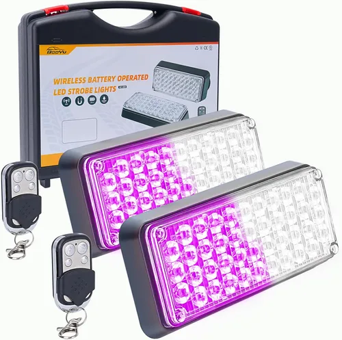 Vista 14 de Luz estroboscópica intermitente magnética ámbar/verde, controlador W, luces LED de seguridad recargables a pilas, barra de luz de advertencia de 2