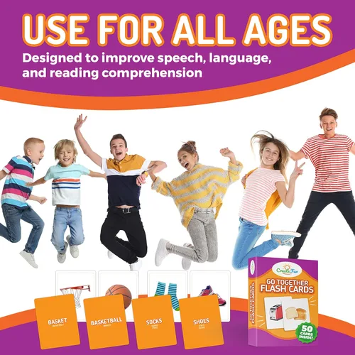 Vista 6 de Tarjetas flash Go Together para niños y adultos – 50 tarjetas realistas de emparejamiento de imágenes para terapia del habla, actividades