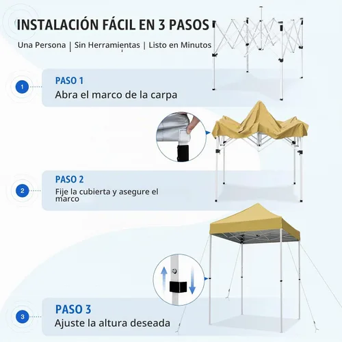Vista 7 de EAGLE PEAK - Toldo desplegable de 5 x 5, toldo instantáneo para exteriores, fácil de instalar, refugio plegable de pierna recta (beige)