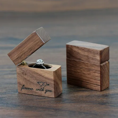 Vista 7 de Cajas de anillos de compromiso para propuesta de anillo de compromiso para propuesta de anillo de compromiso, caja de portador de anillos "Forever