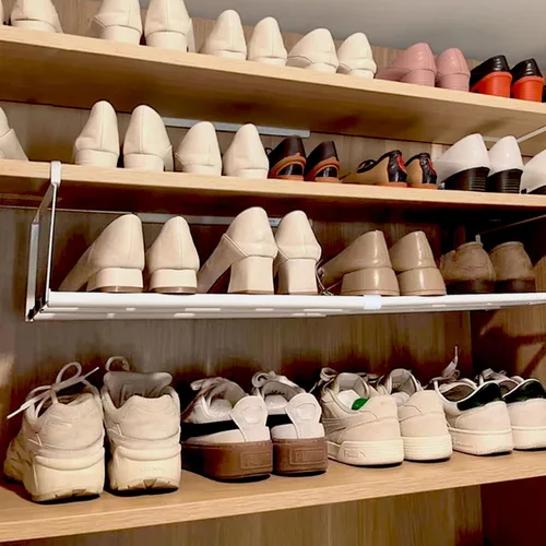 Vista 6 de Organizador de zapatos expandible de 2 piezas, estante colgante para zapatos debajo del gabinete, estante de almacenamiento con clips de 3/4