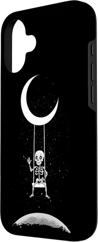 Vista 2 de Skeleton On Moon Swing Funny Spooky Creepy Halloween Case for iPhone 16