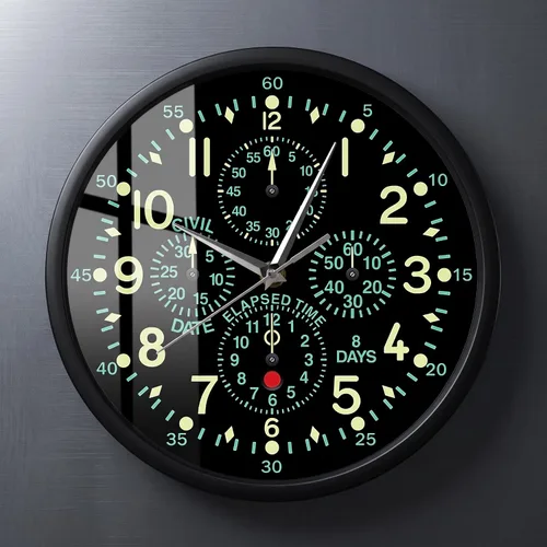 Vista 9 de Reloj de avión ''Flying Fortress'' de 12 pulgadas con marco de metal