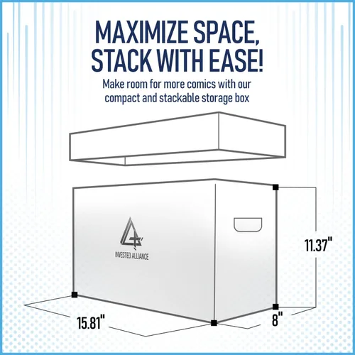 Vista 7 de Caja de almacenamiento de cómics cortos premium (paquete de 3 - blanco). Caja/gabinete de cartón grueso para cómics. Contenedor de libros de cómics