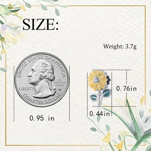 Vista 5 de QeenseKc Abalorio de girasol abierto de oro con cuentas de esmalte de flor CZ para Pandora y pulseras europeas