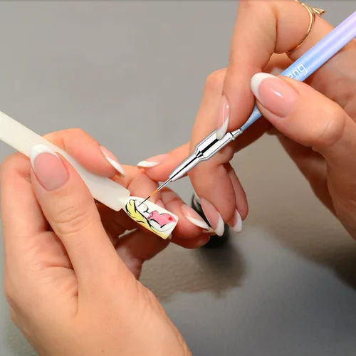 Vista 7 de Cepillo delineador para uñas, 6 pinceles finos para arte de uñas, cepillo profesional para detalles de uñas para esmalte de gel, tamaños