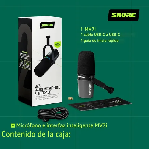 Vista 4 de Shure MV7i - Micrófono inteligente USB-C y XLR para podcasting, música y transmisión con interfaz de audio incorporada, modo de nivel automático