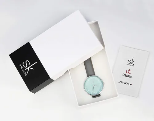 Vista 7 de SK - Reloj de pulsera para mujer, correa de piel, de cuarzo, reloj de lujo japonés de cuarzo.