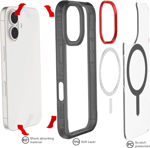 Vista 36 de Ghostek Covert Clear - Funda transparente para iPhone 15 Plus, silicona a prueba de golpes, compatible con accesorios Apple MagSafe, funda Negro