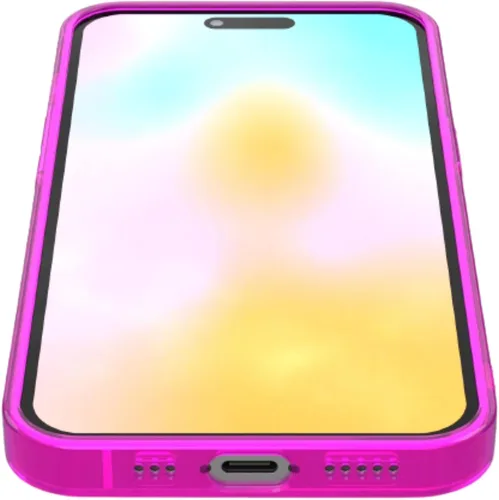 Vista 3 de FELONY CASE - Funda iPhone 13 Rosa Neón Acolchada, Funda Brillante Transparente con Parachoques a Prueba de Golpes - Funda Protectora Flexible