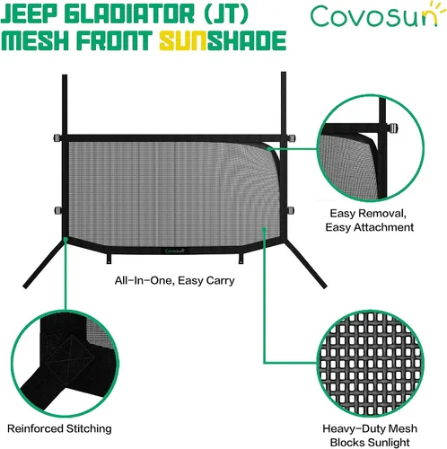 Vista 3 de Parasol de malla para Jeep Gladiator, cómoda parte superior de malla suave con correas fuertes para Jeep Gladiator (2018-2023), accesorios para Jeep