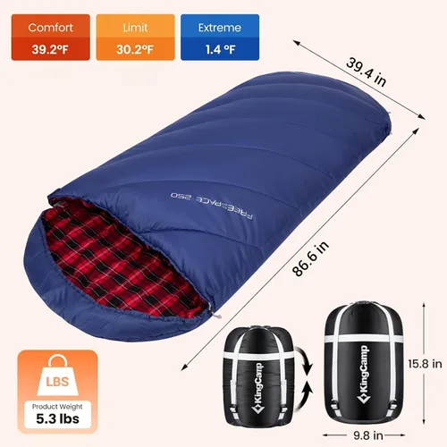 Vista 3 de KingCamp Sleeping Bag for Adults Big & Tall 100% Flannel Sleeping Bag XL Portable Waterproof Sleeping Bag for Camping Backpacking Hiking Travel