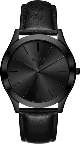 Vista 16 de BUREI Relojes para hombre de moda analógicos de acero inoxidable con movimiento de cuarzo impermeables, regalo para hombres.