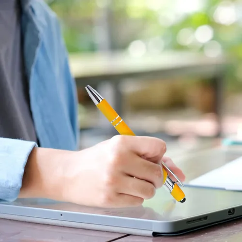 Vista 5 de Hasta 300 bolígrafos personalizados a granel con nombre personalizado con grabado gratis, puntas de lápiz capacitivo grabado, bolígrafo