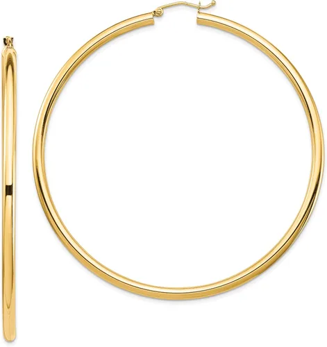 Vista 16 de Aretes de aro ligeros clásicos de 0.551 in en oro amarillo real de 14 quilates