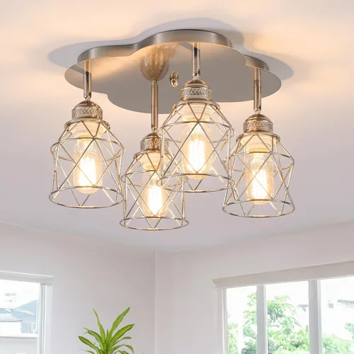 Vista 12 de Accesorios de iluminación de cocina - Lámpara de techo de 3 luces multidireccional con base E26, montaje empotrado ajustable para cocina de granja