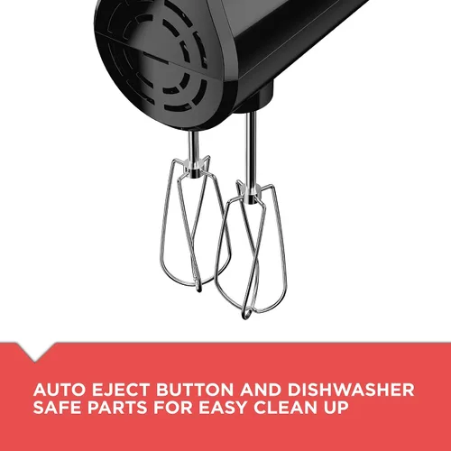 Vista 6 de BLACK+DECKER Batidora de mano versátil de 5 velocidades con 5 accesorios y estuche de almacenamiento, con botón Turbo Boost, función de expulsión