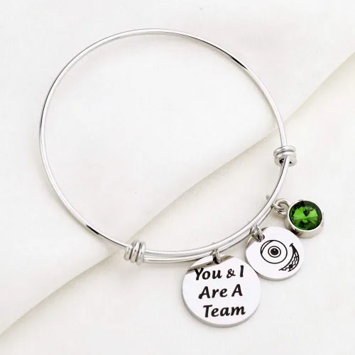 Vista 3 de KUIYAI Sulley and Mike Inspired You and I are A Team Bracelet with Monster Charm Fan Movie Team Gift Best Friend Metal