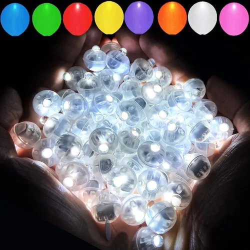 Vista 15 de Aogist - 50 mini luces de 10 colores, luz LED impermeable de largo tiempo de espera, funciona con pilas, lámpara de bola para globo, farol de papel