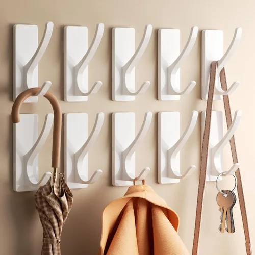 Vista 16 de Ganchos autoadhesivos para colgar: gancho de pared de acero inoxidable resistente para toallas, mochilas, sombreros, baño, recámara, puerta, gancho