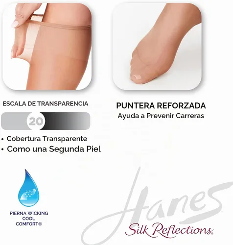 Vista 3 de Hanes Silk Reflections medias hasta la rodilla, puntera reforzada (2 unidades)