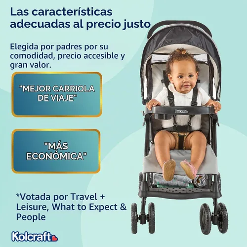 Vista 3 de Kolcraft Nube Plus Asiento ligero carriola con sistema de seguridad de 5 y multi-positon reclinable, Slate